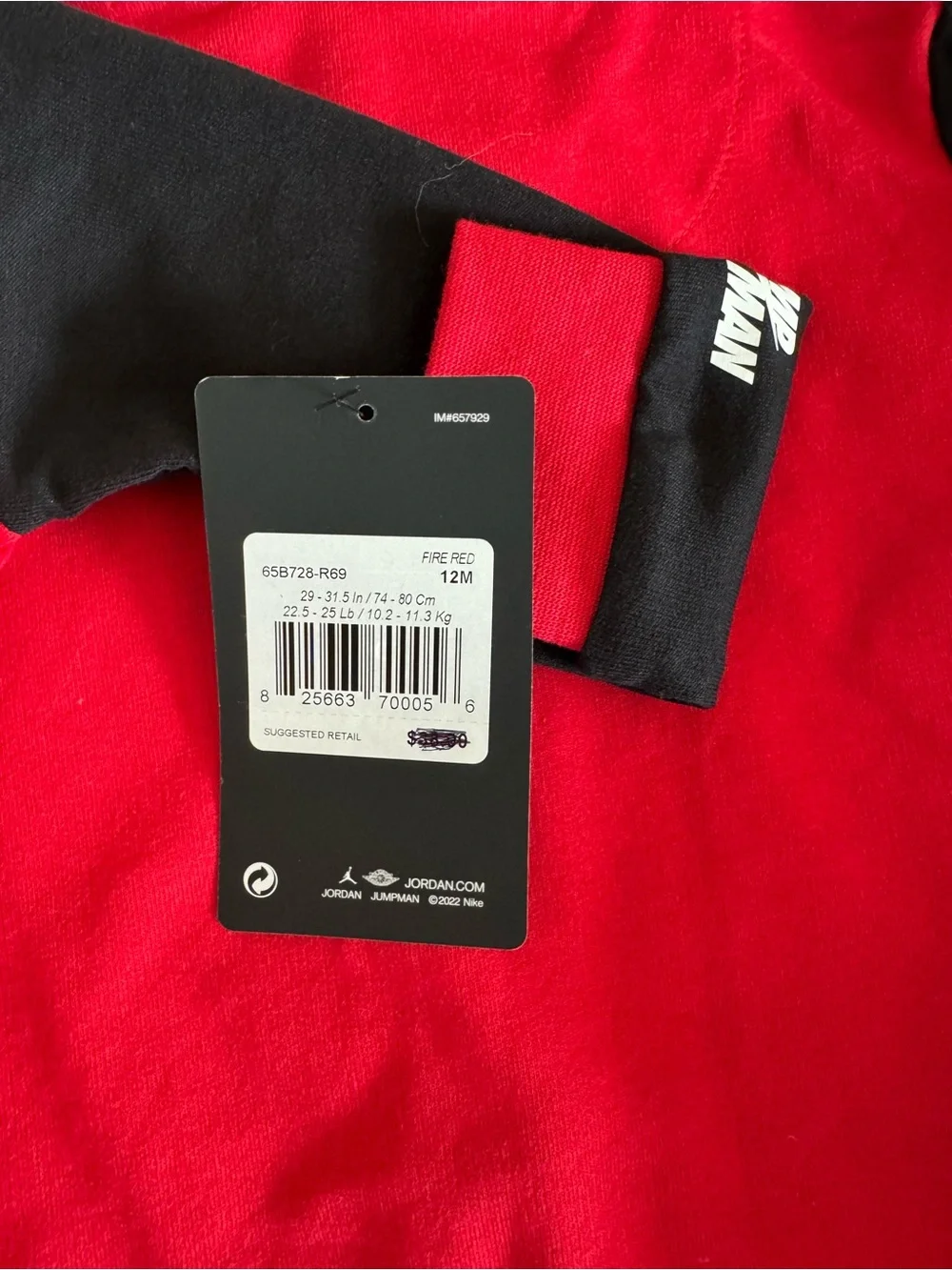 Nike Jordan Baby Red & Black One-Piece Romper - Picture 5 of 5